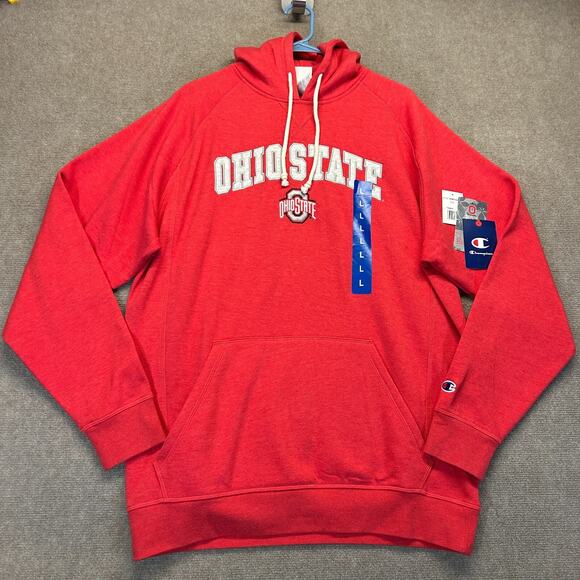 Ohio State Buckeyes Champion Hoodie Men's Large Red Pullover Fleece NEW - Picture 1 of 10